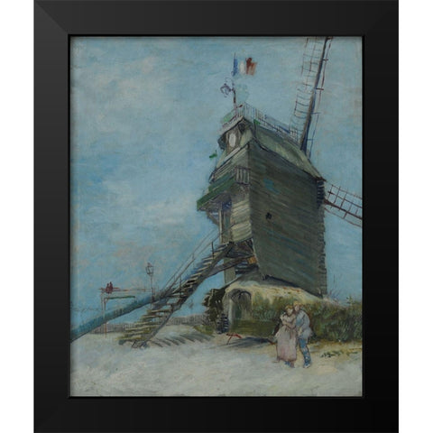 Le Moulin de la Galette Black Modern Wood Framed Art Print by van Gogh, Vincent