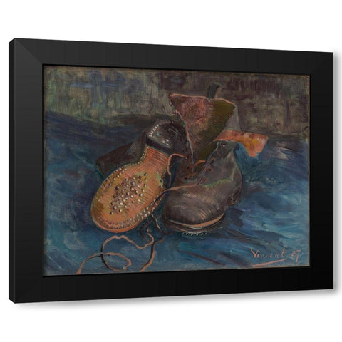 A Pair of Boots Black Modern Wood Framed Art Print by van Gogh, Vincent