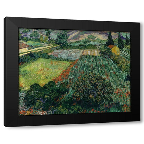 Field with Poppies Black Modern Wood Framed Art Print with Double Matting by van Gogh, Vincent