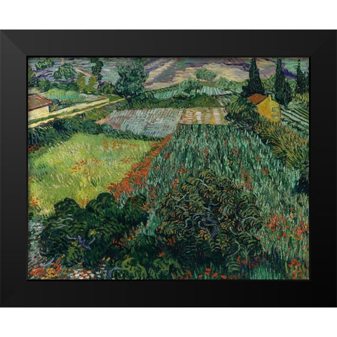 Field with Poppies Black Modern Wood Framed Art Print by van Gogh, Vincent