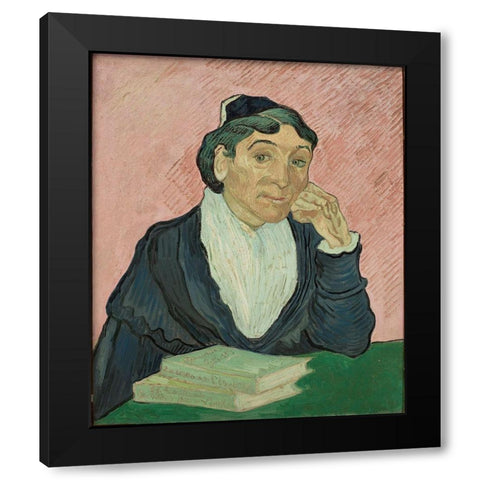 The Woman from Arles Black Modern Wood Framed Art Print with Double Matting by van Gogh, Vincent