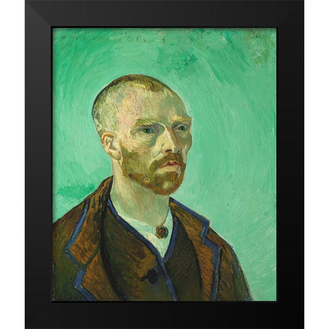 Self Portrait, dedicated to Paul Gauguin Black Modern Wood Framed Art Print by van Gogh, Vincent