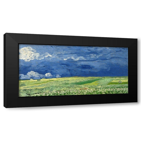 Wheatfield Under Thunderclouds Black Modern Wood Framed Art Print by van Gogh, Vincent