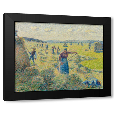 La Recolte des Foins, Eragny Black Modern Wood Framed Art Print by Pissarro, Camille