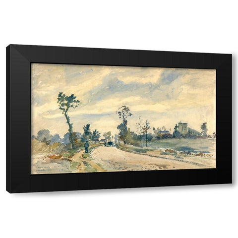 Louveciennes, Route de Saint-Germain Black Modern Wood Framed Art Print with Double Matting by Pissarro, Camille