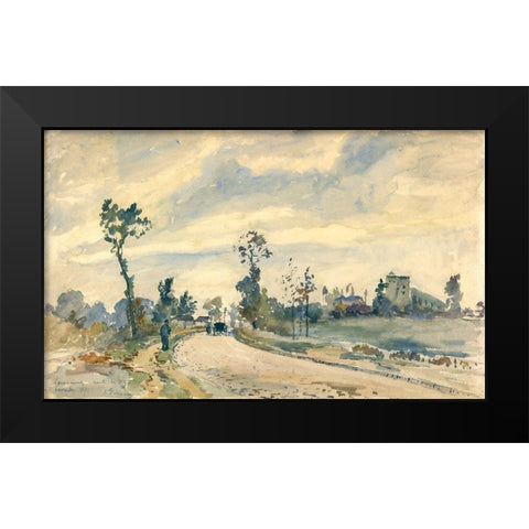 Louveciennes, Route de Saint-Germain Black Modern Wood Framed Art Print by Pissarro, Camille