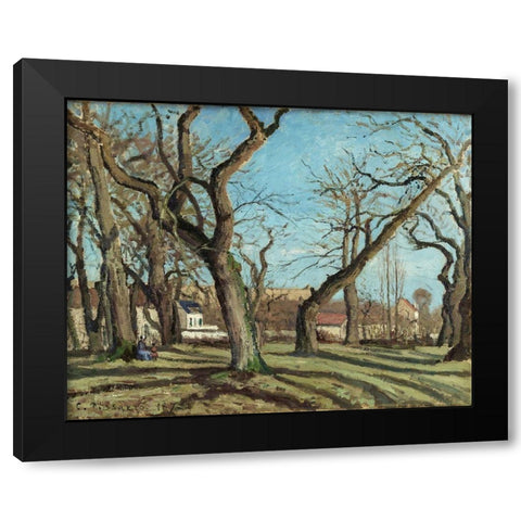 Chestnut Grove at Louveciennes Black Modern Wood Framed Art Print by Pissarro, Camille