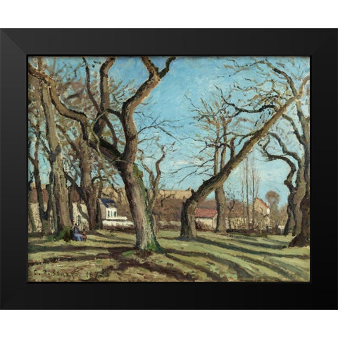 Chestnut Grove at Louveciennes Black Modern Wood Framed Art Print by Pissarro, Camille