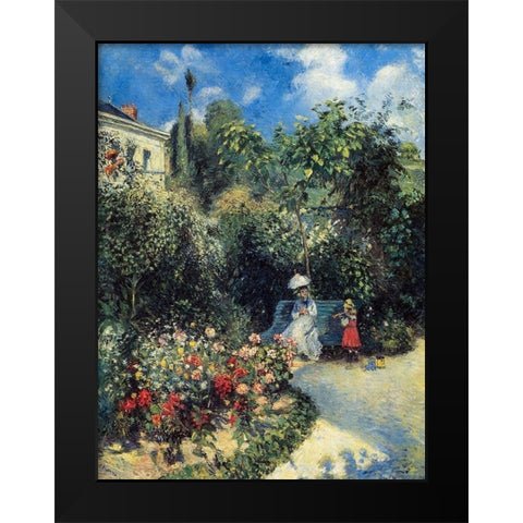In the Garden of Les Mathurins at Pontoise Black Modern Wood Framed Art Print by Pissarro, Camille