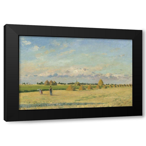 Landscape, Ile-de-France Black Modern Wood Framed Art Print with Double Matting by Pissarro, Camille