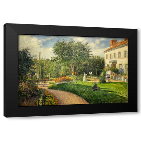The Garden of Les Mathurins at Pontoise Black Modern Wood Framed Art Print by Pissarro, Camille