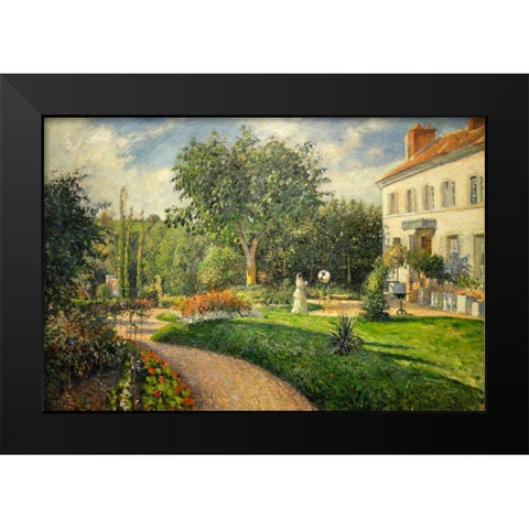 The Garden of Les Mathurins at Pontoise Black Modern Wood Framed Art Print by Pissarro, Camille