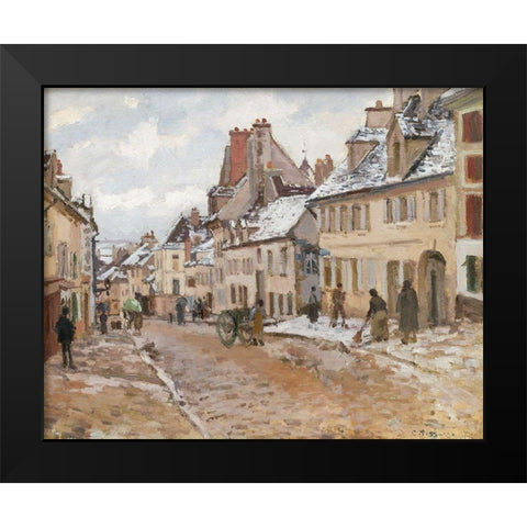 Pontoise, the Road to Gisors in Winter Black Modern Wood Framed Art Print by Pissarro, Camille