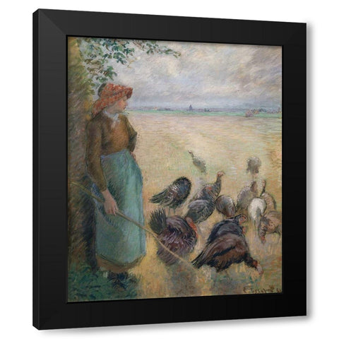 Turkey Girl Black Modern Wood Framed Art Print with Double Matting by Pissarro, Camille