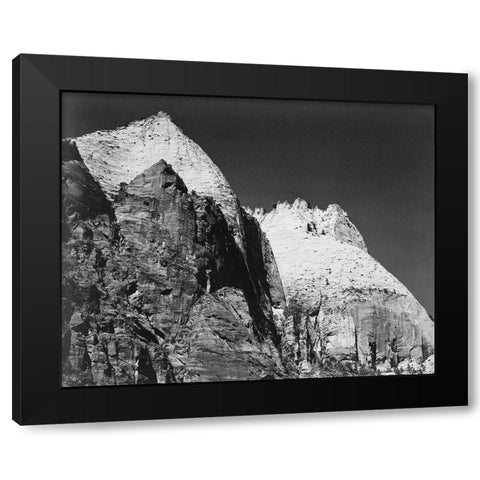 Rock formation-Night Sky Zion National Park-Utah Black Modern Wood Framed Art Print with Double Matting by Adams, Ansel