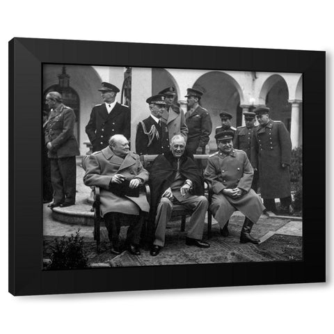 Big Three meet at Yalta Black Modern Wood Framed Art Print by U.S. Government