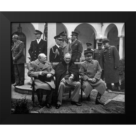 Big Three meet at Yalta Black Modern Wood Framed Art Print by U.S. Government