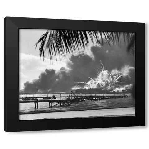 USS Shaw at Pearl Harbor 1941 Black Modern Wood Framed Art Print by U.S. Archives
