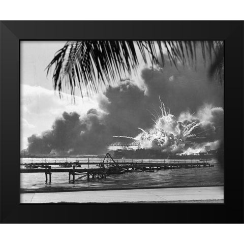 USS Shaw at Pearl Harbor 1941 Black Modern Wood Framed Art Print by U.S. Archives