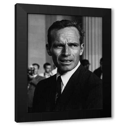 Actor Charlton Heston at the Civil Rights March in Washington-D.C 1963 Black Modern Wood Framed Art Print with Double Matting by U.S. Archives