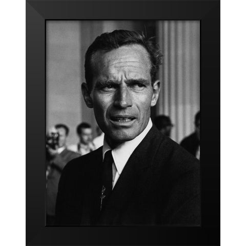 Actor Charlton Heston at the Civil Rights March in Washington-D.C 1963 Black Modern Wood Framed Art Print by U.S. Archives