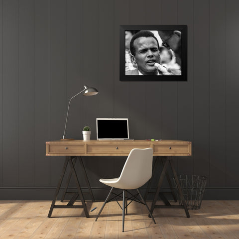 Harry Belafonte at the Civil Rights March in Washington-D.C 1963 Black Modern Wood Framed Art Print by U.S. Archives