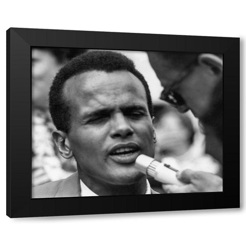 Harry Belafonte at the Civil Rights March in Washington-D.C 1963 Black Modern Wood Framed Art Print by U.S. Archives