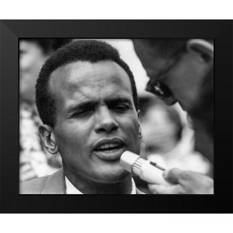 Harry Belafonte at the Civil Rights March in Washington-D.C 1963 Black Modern Wood Framed Art Print by U.S. Archives