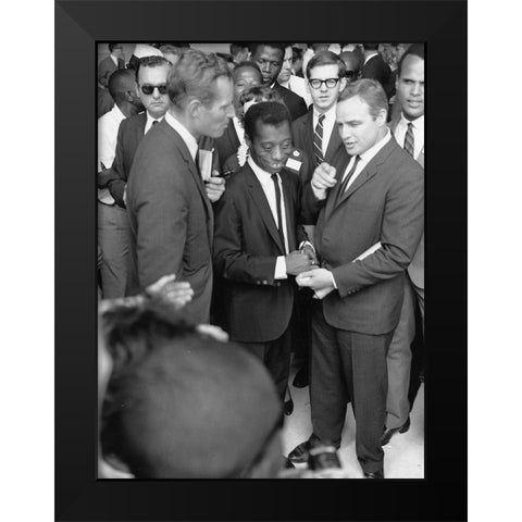Heston Baldwin Brando Civil Rights March 1963 Black Modern Wood Framed Art Print by U.S. Archives