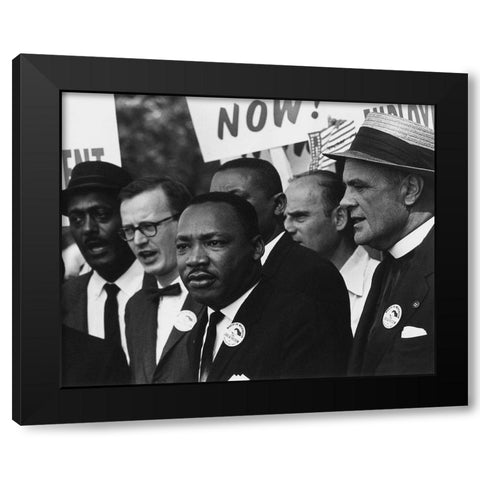 Martin Luther King Jr. during the 1963 March on Washington Black Modern Wood Framed Art Print with Double Matting by Scherman, Rowland