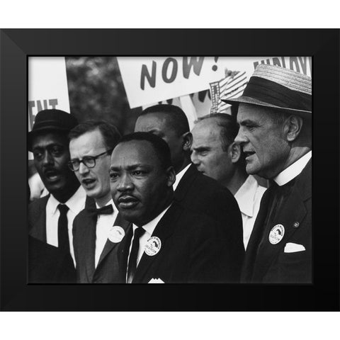 Martin Luther King Jr. during the 1963 March on Washington Black Modern Wood Framed Art Print by Scherman, Rowland