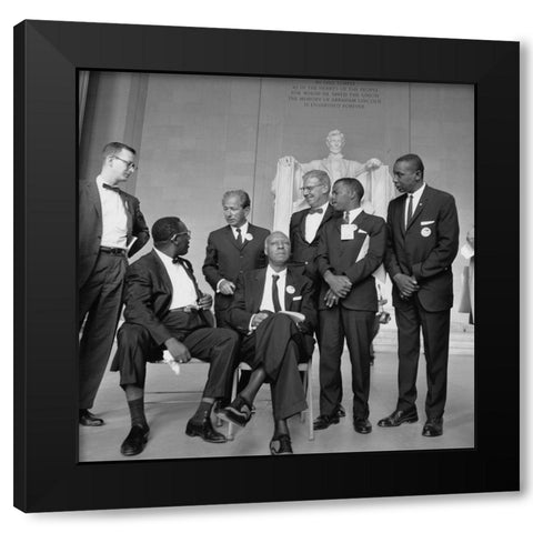 Leaders of the Civil Rights March on Washington-D.C. Black Modern Wood Framed Art Print with Double Matting by U.S. Archives