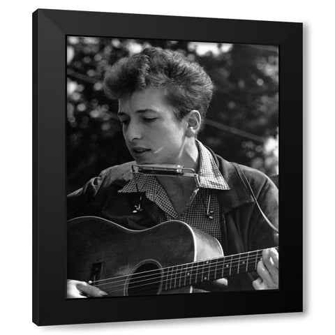 Bob Dylan at the Civil Rights March in Washington-D.C 1963 Black Modern Wood Framed Art Print with Double Matting by Scherman, Rowland