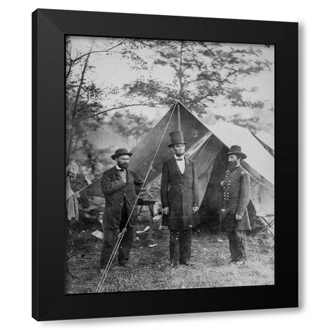 President Lincoln-Allan Pinkerton-and Maj. Gen. John A. McCleland Black Modern Wood Framed Art Print by U.S. Archives