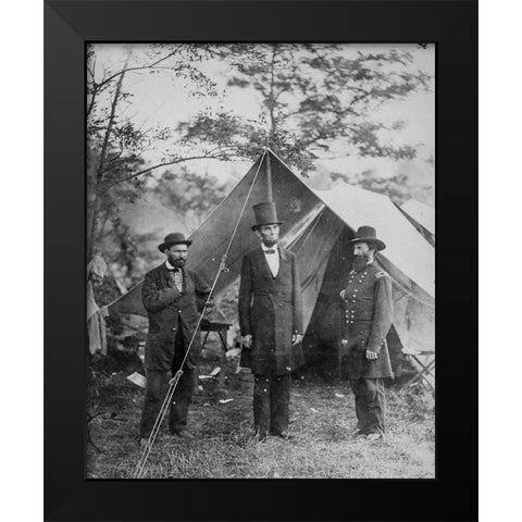President Lincoln-Allan Pinkerton-and Maj. Gen. John A. McCleland Black Modern Wood Framed Art Print by U.S. Archives