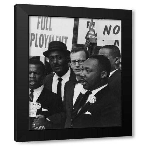Dr. Martin Luther King Jr. at a civil rights march on Washington D.C. in 1963 Black Modern Wood Framed Art Print by U.S. Archives