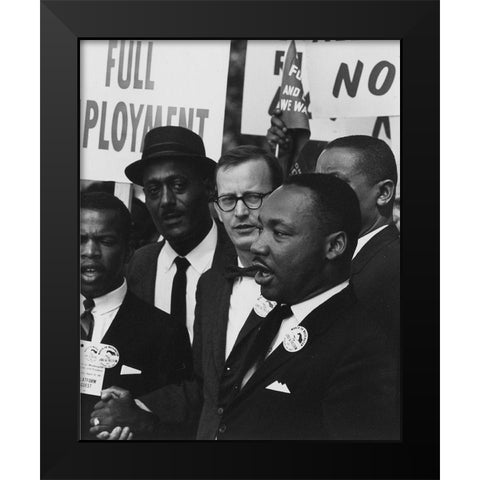 Dr. Martin Luther King Jr. at a civil rights march on Washington D.C. in 1963 Black Modern Wood Framed Art Print by U.S. Archives