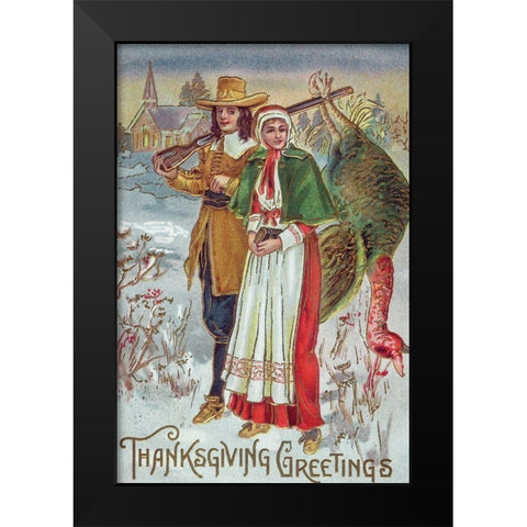Thanksgiving Greetings Black Modern Wood Framed Art Print by Missouri History Museum