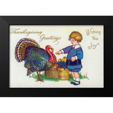 Thanksgiving Greetings. Wishing You Joy Black Modern Wood Framed Art Print by Missouri History Museum