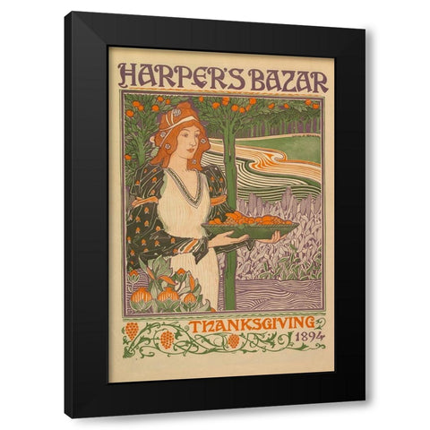 Thanksgiving 1894 Black Modern Wood Framed Art Print with Double Matting by Harper''s Bazar