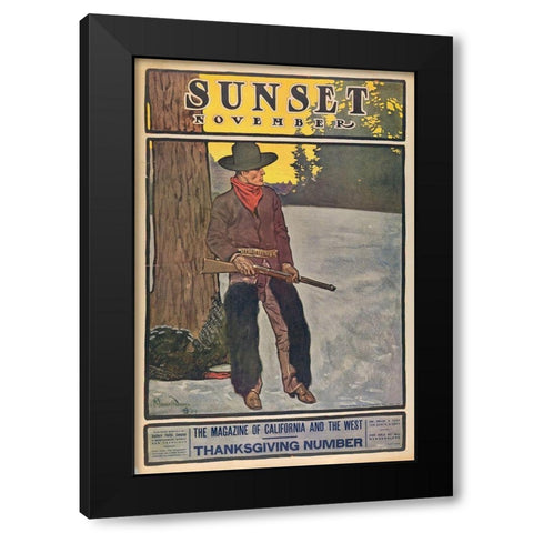 Thanksgiving Number, November Black Modern Wood Framed Art Print with Double Matting by Sunset Magazine