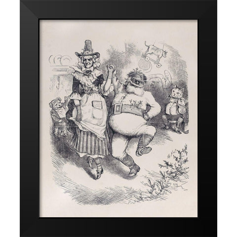 A Merry Christmas Black Modern Wood Framed Art Print by Nast, Thomas