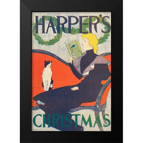 Harpers, Christmas Black Modern Wood Framed Art Print by Penfield, Edward