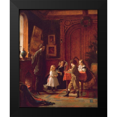 Christmas Time, The Blodgett Family Black Modern Wood Framed Art Print by Johnson, Eastman