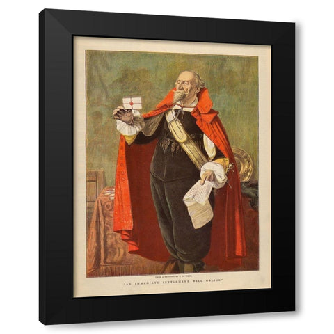 An Immediate Settlement will Oblige Black Modern Wood Framed Art Print by Christmas Number of The Graphic