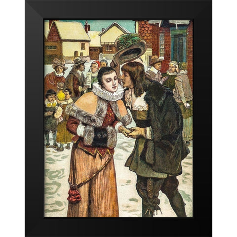 New Years Day in Old New York Black Modern Wood Framed Art Print by Christmas Number of The Graphic