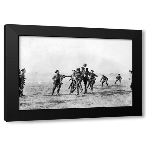 Football in Salonika, Greece on Christmas day 1915 Black Modern Wood Framed Art Print with Double Matting by UK Ministry of Information