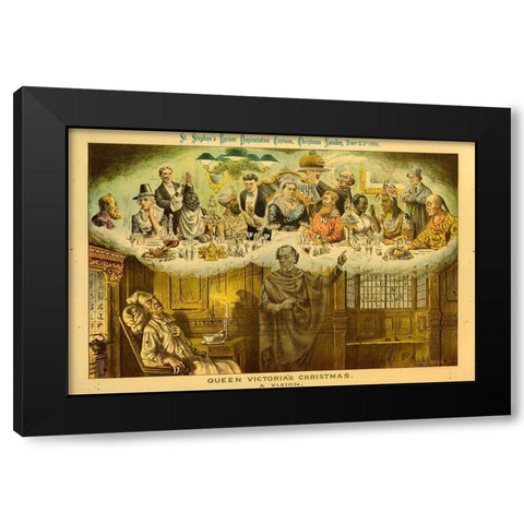 Queen Victorias Christmas. A Vision Black Modern Wood Framed Art Print by British Museum