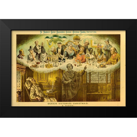 Queen Victorias Christmas. A Vision Black Modern Wood Framed Art Print by British Museum