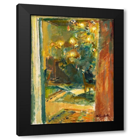 Christmas Tree in the Hall of Kilo Mansion Black Modern Wood Framed Art Print by Enckell, Magnus